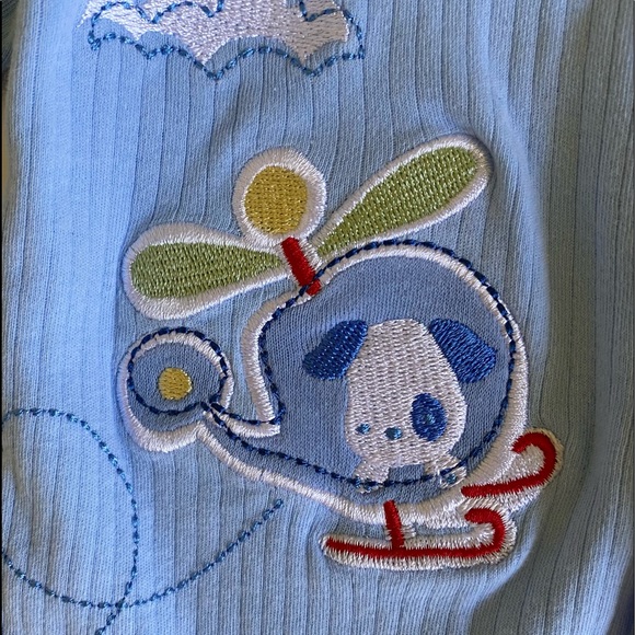 Tapioca by Little Me Colorblock Helicopter Airplane Flying Dogs Footie Size 3M - Picture 3 of 7